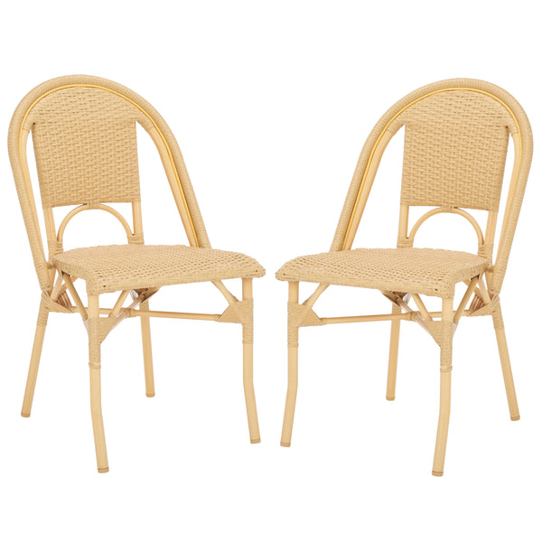 Safavieh Torino Outdoor Chair Set Of 2 - Stylish Aluminum & Pe Wicker For Elegant Patio Living Spaces Natural Wash Metal ,Pe Wicker Pat7550a-set2