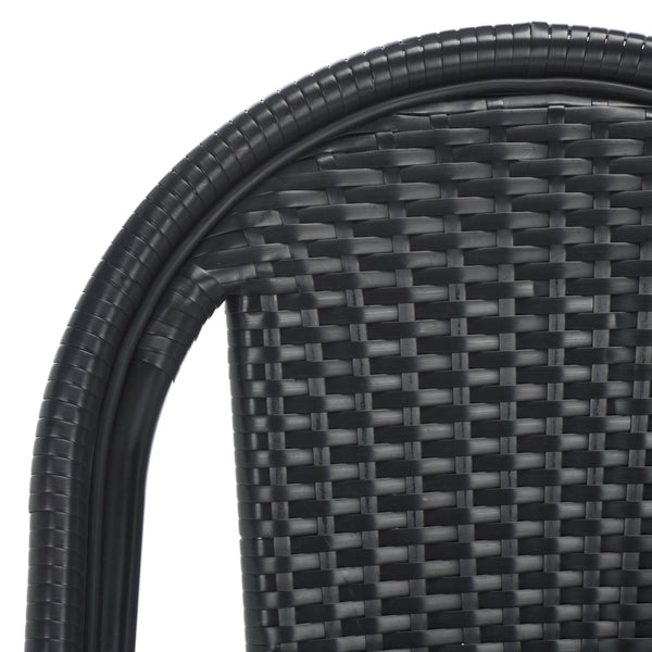 Safavieh Torino Outdoor Chair Set Of 2 - Stylish Aluminum & Pe Wicker For Elegant Patio Living Spaces Black Metal ,Pe Wicker Pat7550b-set2