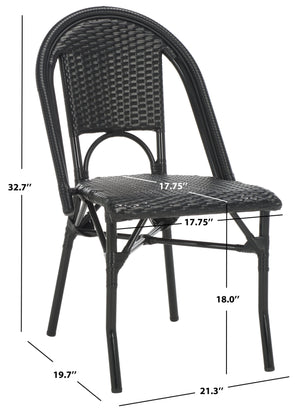 Safavieh Torino Outdoor Chair Set Of 2 - Stylish Aluminum & Pe Wicker For Elegant Patio Living Spaces Black Metal ,Pe Wicker Pat7550b-set2