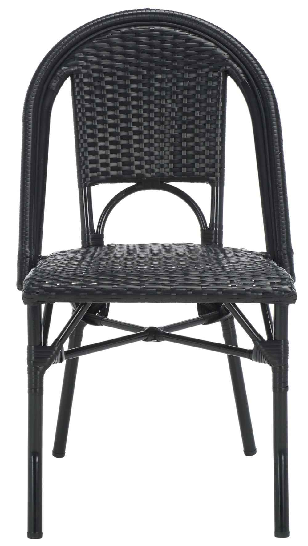 Safavieh TORINO Side Chair Set of 2 – Modern Outdoor Seating with Durable Wicker & Lightweight Aluminum Frame Black PAT7550B-SET2