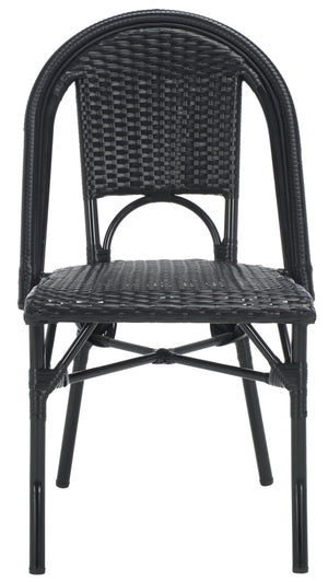 Safavieh Torino Outdoor Chair Set Of 2 - Stylish Aluminum & Pe Wicker For Elegant Patio Living Spaces Black Metal ,Pe Wicker Pat7550b-set2