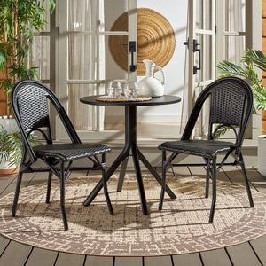 Safavieh Torino Outdoor Chair Set Of 2 - Stylish Aluminum & Pe Wicker For Elegant Patio Living Spaces Black Metal ,Pe Wicker Pat7550b-set2
