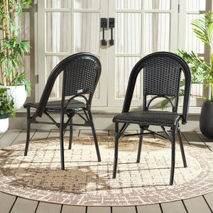 Safavieh TORINO Side Chair Set of 2 – Modern Outdoor Seating with Durable Wicker & Lightweight Aluminum Frame Black PAT7550B-SET2