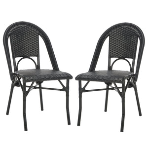 Safavieh Torino Outdoor Chair Set Of 2 - Stylish Aluminum & Pe Wicker For Elegant Patio Living Spaces Black Metal ,Pe Wicker Pat7550b-set2