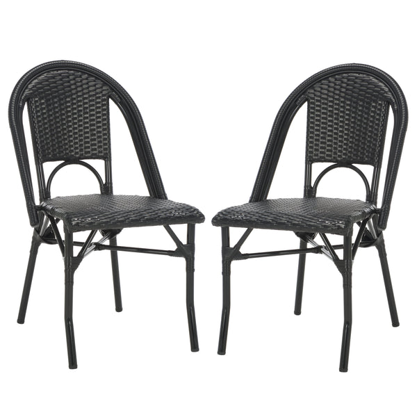 Safavieh Torino Outdoor Chair Set Of 2 - Stylish Aluminum & Pe Wicker For Elegant Patio Living Spaces Black Metal ,Pe Wicker Pat7550b-set2