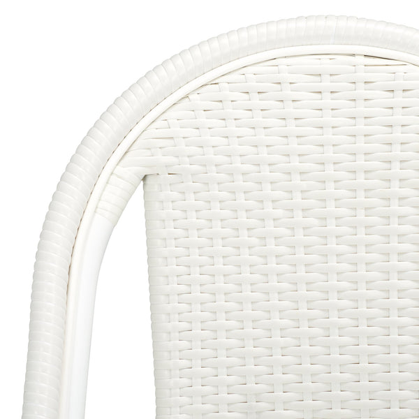 Safavieh Torino Outdoor Chair Set Of 2 - Stylish Aluminum & Pe Wicker For Elegant Patio Living Spaces White Metal ,Pe Wicker Pat7550c-set2