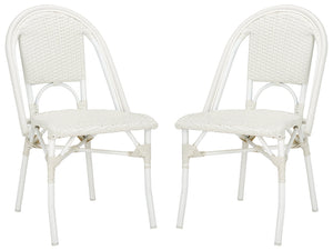Safavieh Torino Outdoor Chair Set Of 2 - Stylish Aluminum & Pe Wicker For Elegant Patio Living Spaces White Metal ,Pe Wicker Pat7550c-set2