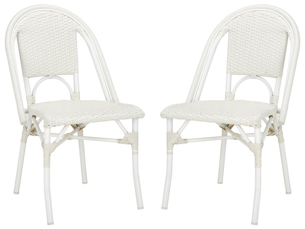 Safavieh Torino Outdoor Chair Set Of 2 - Stylish Aluminum & Pe Wicker For Elegant Patio Living Spaces White Metal ,Pe Wicker Pat7550c-set2