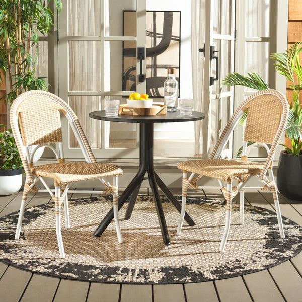 Safavieh TORINO Side Chair Set of 2 – Modern Outdoor Seating with Durable Wicker & Lightweight Aluminum Frame Natural Wash / White PAT7550D-SET2