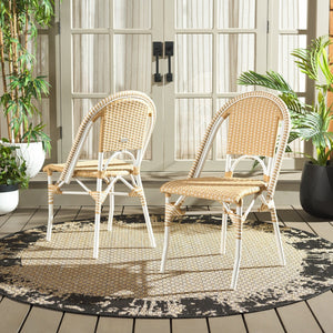 Safavieh TORINO Side Chair Set of 2 – Modern Outdoor Seating with Durable Wicker & Lightweight Aluminum Frame Natural Wash / White PAT7550D-SET2