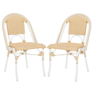 Safavieh Torino Outdoor Chair Set Of 2 - Stylish Aluminum & Pe Wicker For Elegant Patio Living Spaces Natural Wash ,White Metal ,Pe Wicker Pat7550d-set2