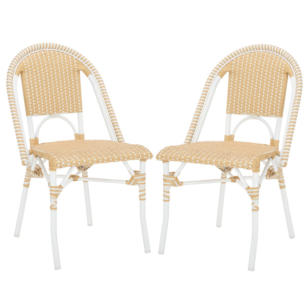 Safavieh Torino Outdoor Chair Set Of 2 - Stylish Aluminum & Pe Wicker For Elegant Patio Living Spaces Natural Wash ,White Metal ,Pe Wicker Pat7550d-set2