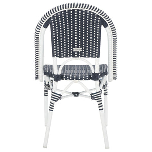 Safavieh Torino Outdoor Chair Set Of 2 - Stylish Aluminum & Pe Wicker For Elegant Patio Living Spaces Navy ,White Metal ,Pe Wicker Pat7550f-set2