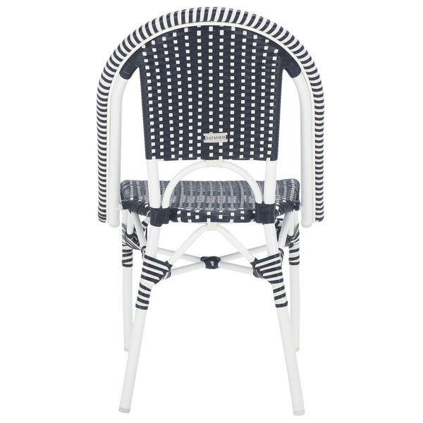 Safavieh Torino Outdoor Chair Set Of 2 - Stylish Aluminum & Pe Wicker For Elegant Patio Living Spaces Navy ,White Metal ,Pe Wicker Pat7550f-set2