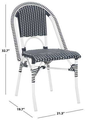 Safavieh Torino Outdoor Chair Set Of 2 - Stylish Aluminum & Pe Wicker For Elegant Patio Living Spaces Navy ,White Metal ,Pe Wicker Pat7550f-set2