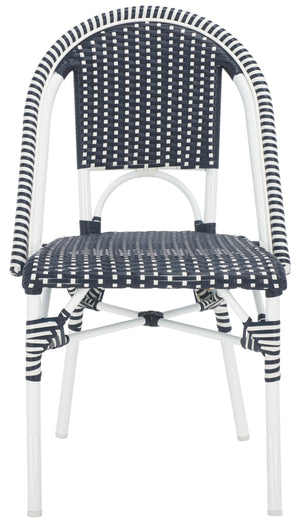 Safavieh Torino Outdoor Chair Set Of 2 - Stylish Aluminum & Pe Wicker For Elegant Patio Living Spaces Navy ,White Metal ,Pe Wicker Pat7550f-set2