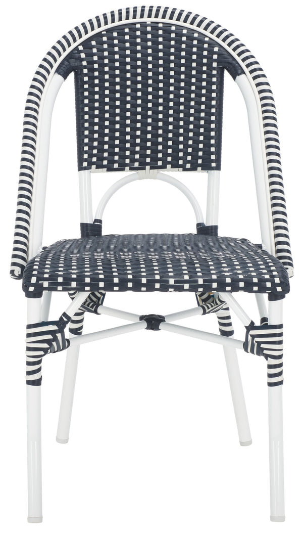 Safavieh Torino Outdoor Chair Set Of 2 - Stylish Aluminum & Pe Wicker For Elegant Patio Living Spaces Navy ,White Metal ,Pe Wicker Pat7550f-set2