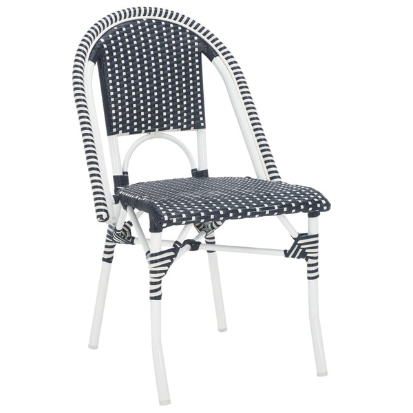 Safavieh Torino Outdoor Chair Set Of 2 - Stylish Aluminum & Pe Wicker For Elegant Patio Living Spaces Navy ,White Metal ,Pe Wicker Pat7550f-set2