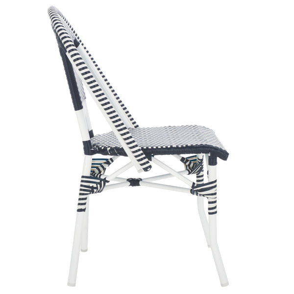 Safavieh Torino Outdoor Chair Set Of 2 - Stylish Aluminum & Pe Wicker For Elegant Patio Living Spaces Navy ,White Metal ,Pe Wicker Pat7550f-set2