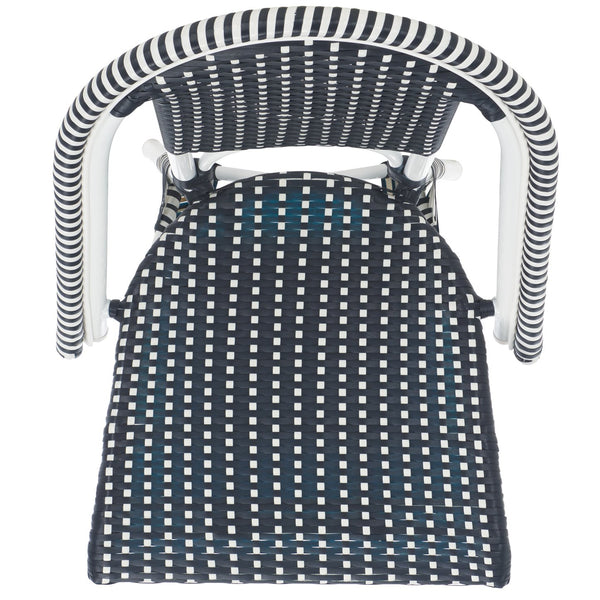 Safavieh Torino Outdoor Chair Set Of 2 - Stylish Aluminum & Pe Wicker For Elegant Patio Living Spaces Navy ,White Metal ,Pe Wicker Pat7550f-set2