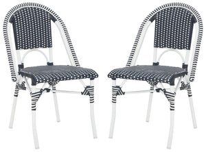 Safavieh Torino Outdoor Chair Set Of 2 - Stylish Aluminum & Pe Wicker For Elegant Patio Living Spaces Navy ,White Metal ,Pe Wicker Pat7550f-set2