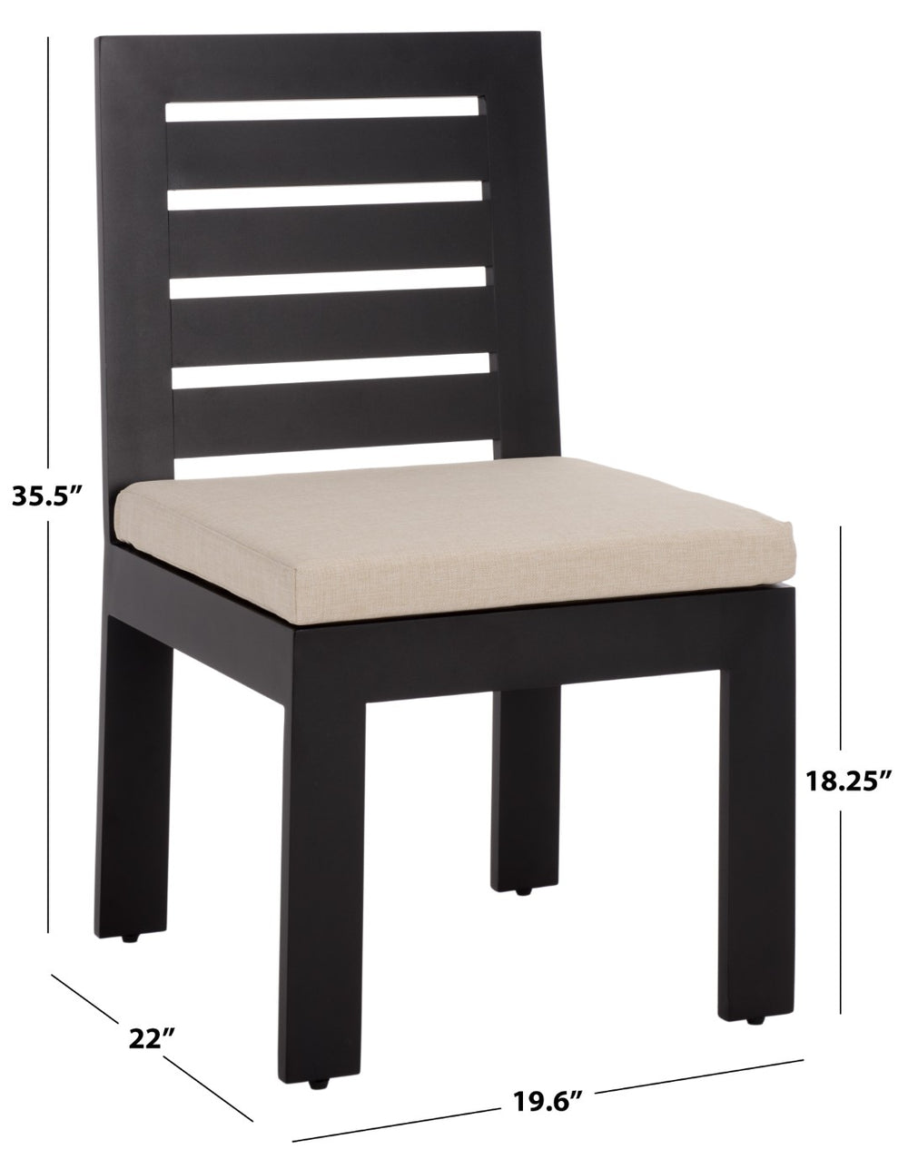 Safavieh FASH Outdoor Dining Chair Set of 2 – Stylish, Weather-Resistant Comfort for Modern Patio Spaces Black / Taupe PAT7551A-SET2