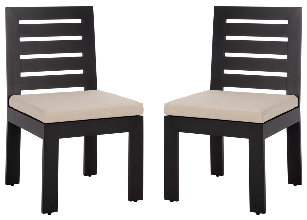 Safavieh Fash Dining Chair Set Of 2 – Stylish Black And Taupe Chairs For Elegant Outdoor Dining Spaces Brown ,Taupe Metal,Fabric,Foam Pat7551b-set2
