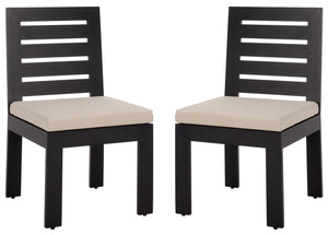 Safavieh Fash Dining Chair Set Of 2 – Stylish Black And Taupe Chairs For Elegant Outdoor Dining Spaces Black ,Taupe Metal,Fabric,Foam Pat7551a-set2