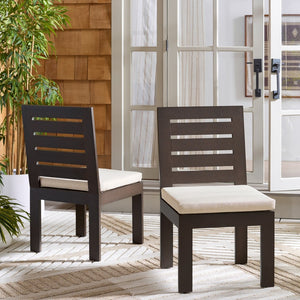 Safavieh FASH Outdoor Dining Chair Set of 2 – Stylish, Weather-Resistant Comfort for Modern Patio Spaces Brown / Taupe PAT7551B-SET2