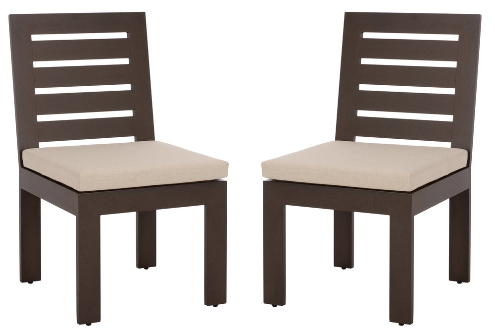 Safavieh Fash Dining Chair Set Of 2 – Stylish Black And Taupe Chairs For Elegant Outdoor Dining Spaces Brown ,Taupe Metal,Fabric,Foam Pat7551b-set2
