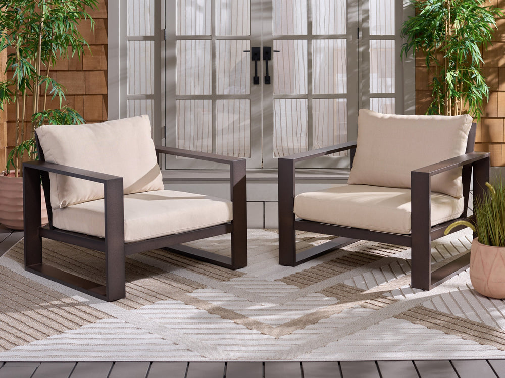 Fash Aluminum Lounge Chair Set Of 2 – Weather-Ready Metal Frame, Foam Cushions, Modern Outdoor Seating