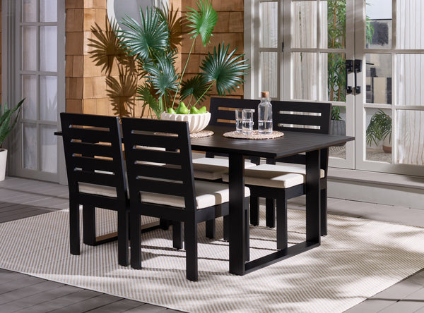 Fash Aluminum Sled Leg Dining Table With Weather‑Resistant Matte Finish, Durable Outdoor Seating Hub