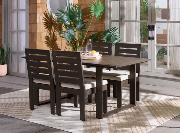 Fash Aluminum Sled Leg Dining Table With Weather‑Resistant Matte Finish, Durable Outdoor Seating Hub