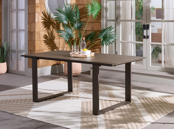 Fash Aluminum Sled Leg Dining Table With Weather‑Resistant Matte Finish, Durable Outdoor Seating Hub