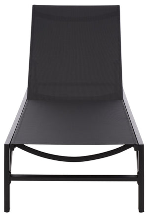 Safavieh Stanley Outdoor Aluminum Chaise Lounge Textilene Mesh Low Profile Poolside Patio Chair Black/Black PAT7559A