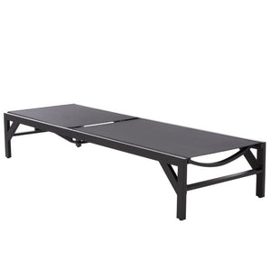 Safavieh Stanley Outdoor Aluminum Chaise Lounge Textilene Mesh Low Profile Poolside Patio Chair Black/Black PAT7559A