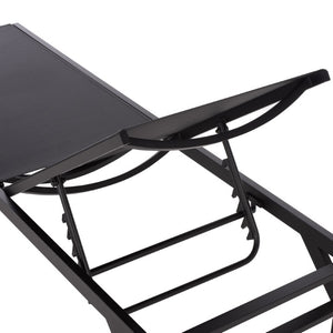 Safavieh Stanley Outdoor Aluminum Chaise Lounge Textilene Mesh Low Profile Poolside Patio Chair Black/Black PAT7559A