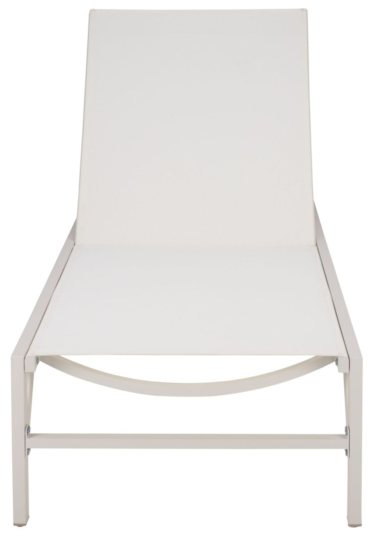 Safavieh Stanley Outdoor Aluminum Chaise Lounge Textilene Mesh Low Profile Poolside Patio Chair White/White PAT7559B