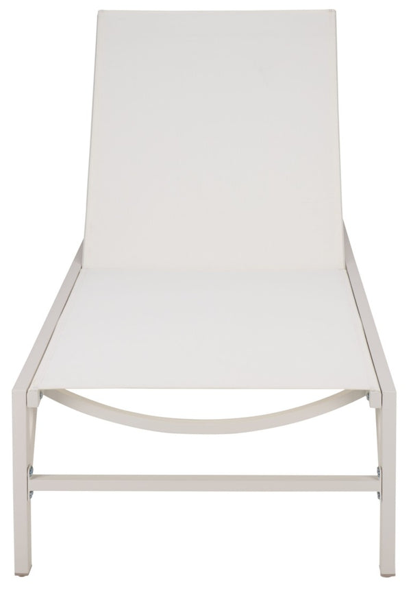 Safavieh Stanley Outdoor Aluminum Chaise Lounge Textilene Mesh Low Profile Poolside Patio Chair White/White PAT7559B