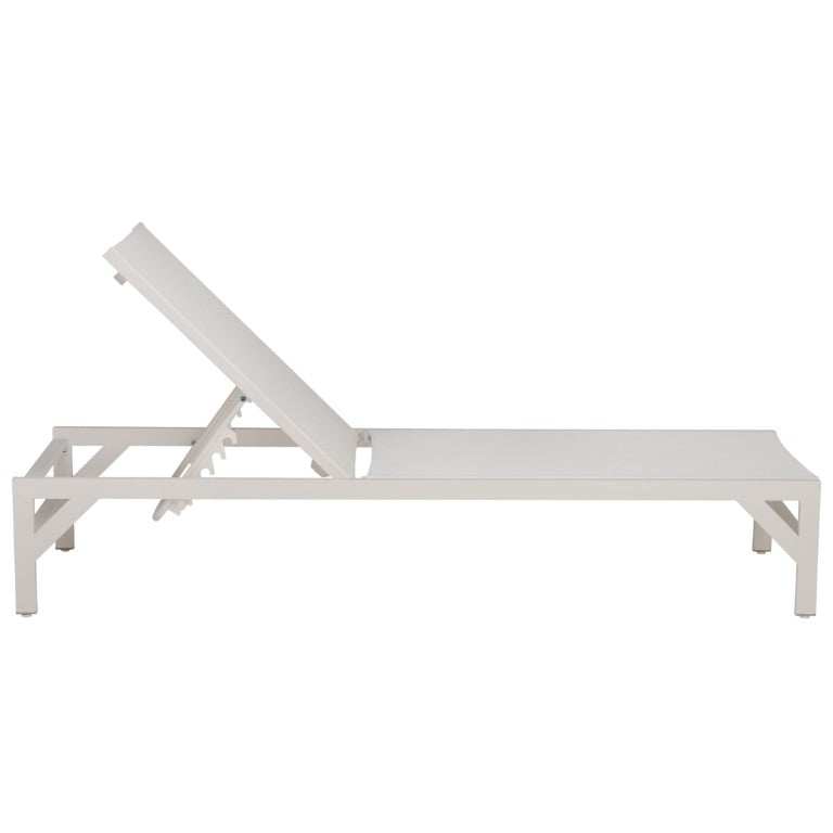 Safavieh Stanley Outdoor Aluminum Chaise Lounge Textilene Mesh Low Profile Poolside Patio Chair White/White PAT7559B