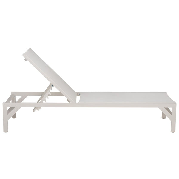 Safavieh Stanley Outdoor Aluminum Chaise Lounge Textilene Mesh Low Profile Poolside Patio Chair White/White PAT7559B
