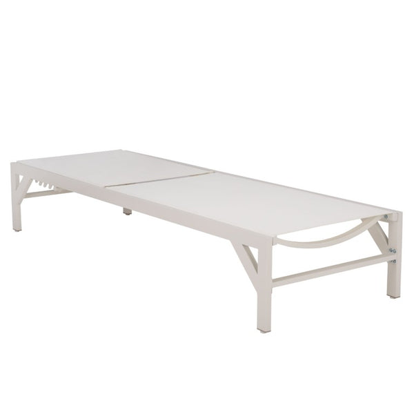 Safavieh Stanley Outdoor Aluminum Chaise Lounge Textilene Mesh Low Profile Poolside Patio Chair White/White PAT7559B
