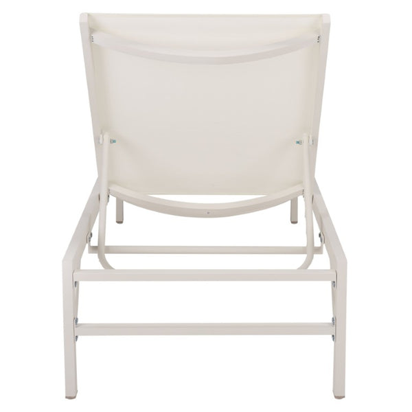 Safavieh Stanley Outdoor Aluminum Chaise Lounge Textilene Mesh Low Profile Poolside Patio Chair White/White PAT7559B