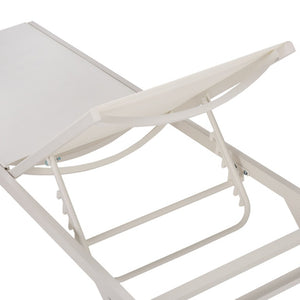 Safavieh Stanley Outdoor Aluminum Chaise Lounge Textilene Mesh Low Profile Poolside Patio Chair White/White PAT7559B