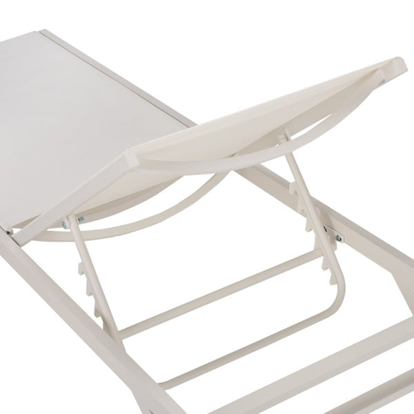 Safavieh Stanley Outdoor Aluminum Chaise Lounge Textilene Mesh Low Profile Poolside Patio Chair White/White PAT7559B