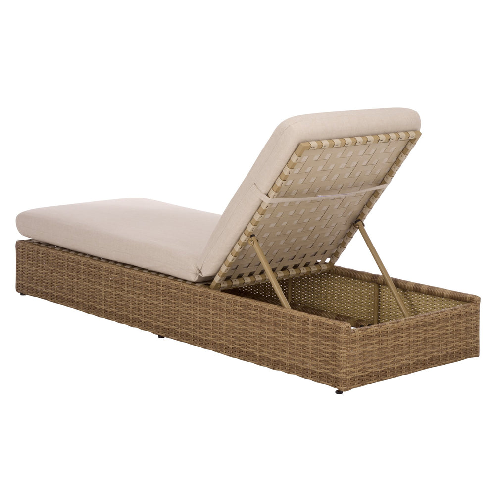 Emma Chaise Lounge With Handwoven Rattan, Powder-Coated Metal Frame, Plush Quick-Dry Foam Cushion For Outdoor Comfort And Durability