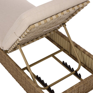 Emma Chaise Lounge With Handwoven Rattan, Powder-Coated Metal Frame, Plush Quick-Dry Foam Cushion For Outdoor Comfort And Durability
