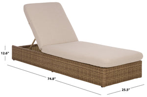Emma Chaise Lounge With Handwoven Rattan, Powder-Coated Metal Frame, Plush Quick-Dry Foam Cushion For Outdoor Comfort And Durability