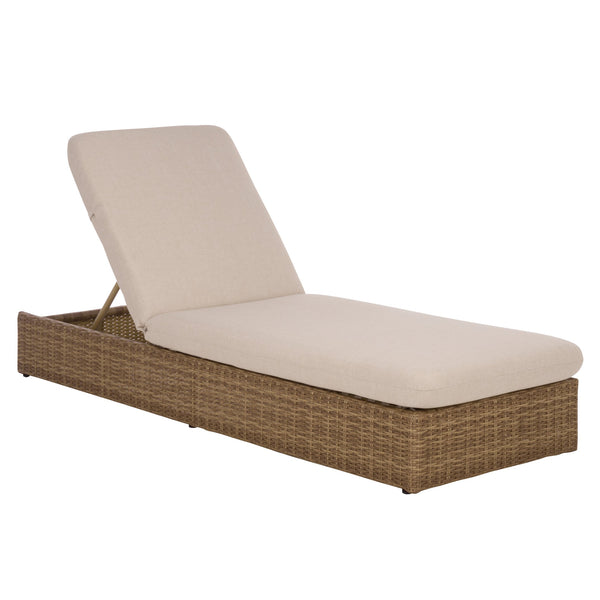 Emma Chaise Lounge With Handwoven Rattan, Powder-Coated Metal Frame, Plush Quick-Dry Foam Cushion For Outdoor Comfort And Durability