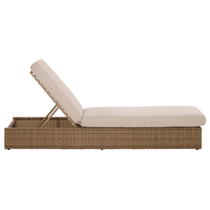 Emma Chaise Lounge With Handwoven Rattan, Powder-Coated Metal Frame, Plush Quick-Dry Foam Cushion For Outdoor Comfort And Durability
